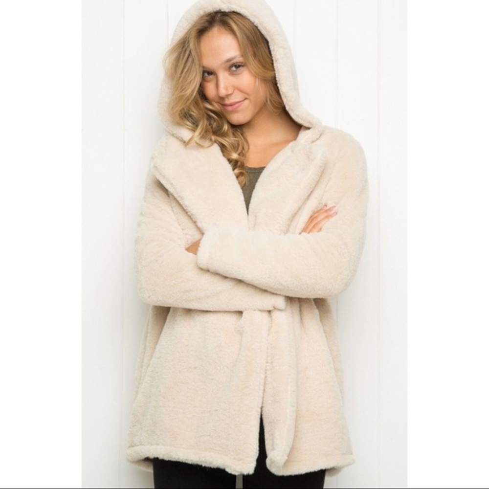 🌸Brandy Melville Sandra Faux Fur Hooded Coat